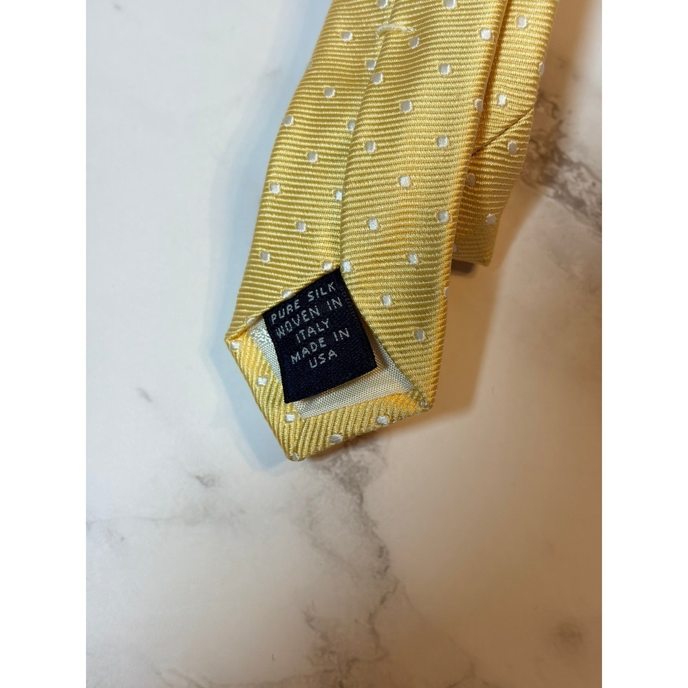 Brooks Brothers Makers Yellow White Dot Silk Tie Woven Italy Made USA Preppy NWT - Picture 4 of 8